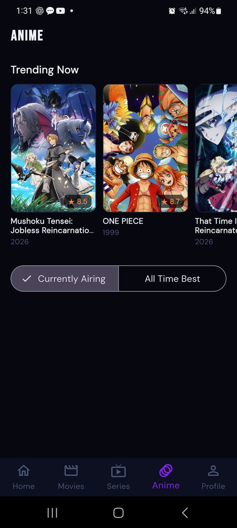 Namflix anime screen