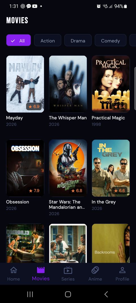 Namflix movies screen